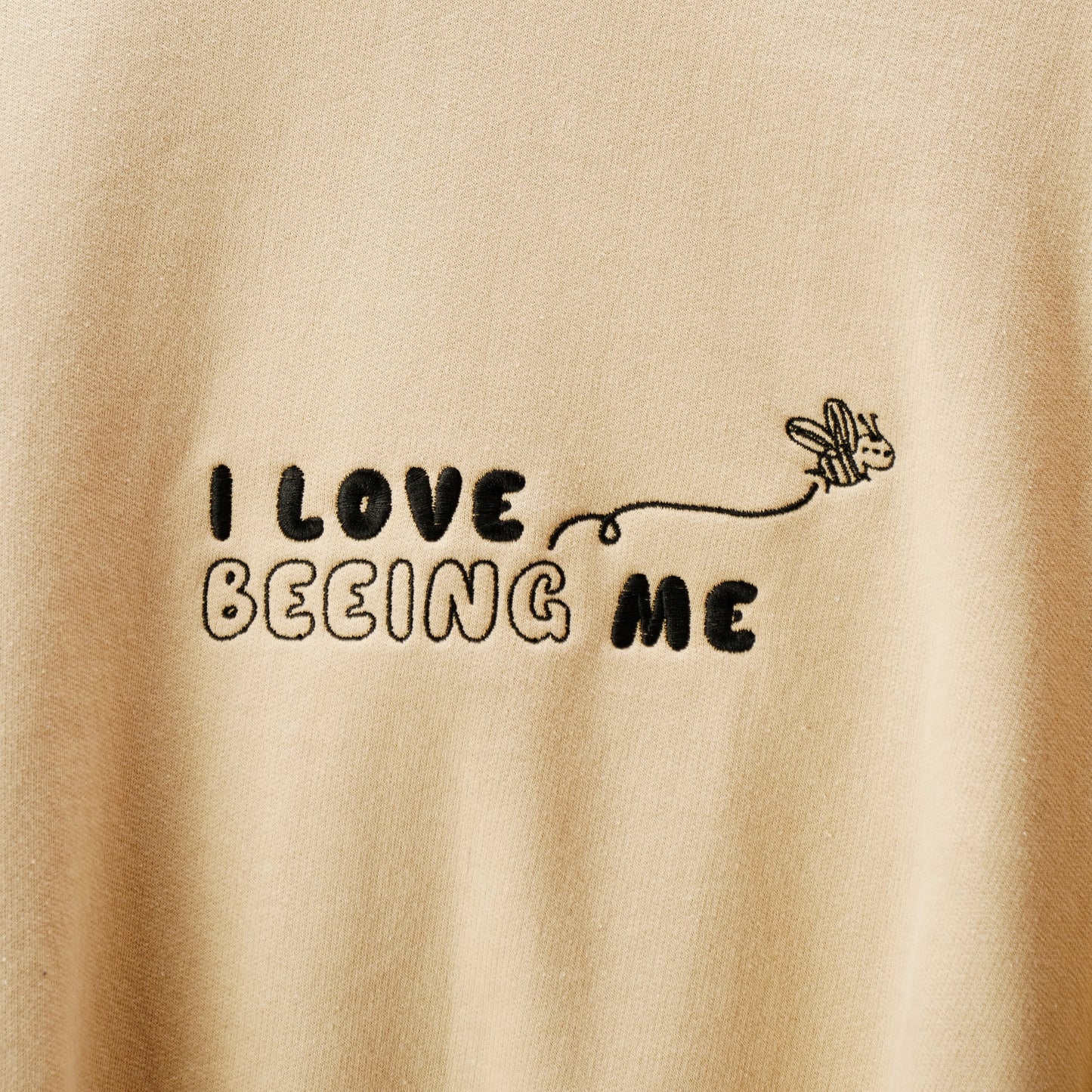 I Love Beeing Me Embroidered Crewneck Sweatshirt - Stone