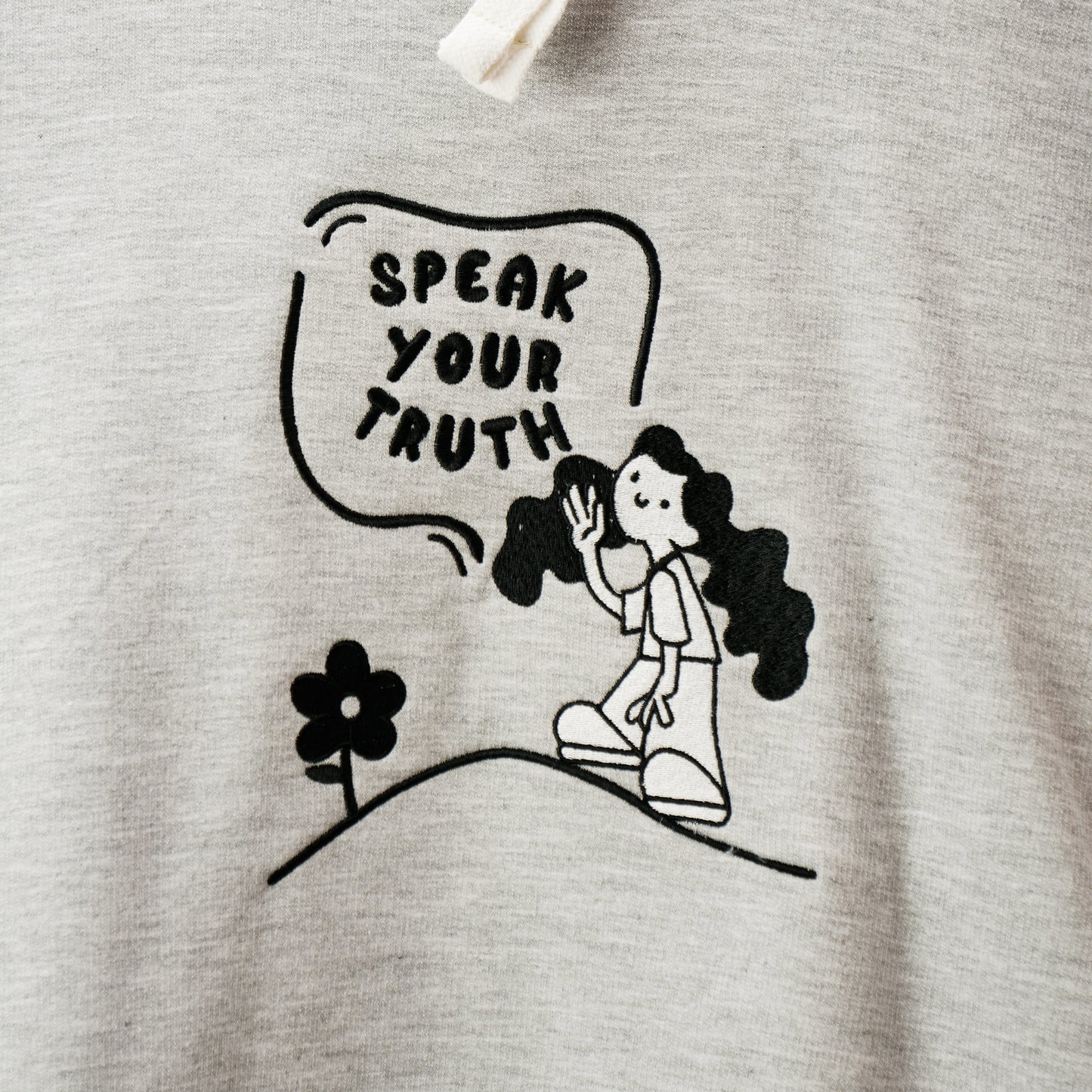 Speak Your Truth Embriodered Grey Hoodie