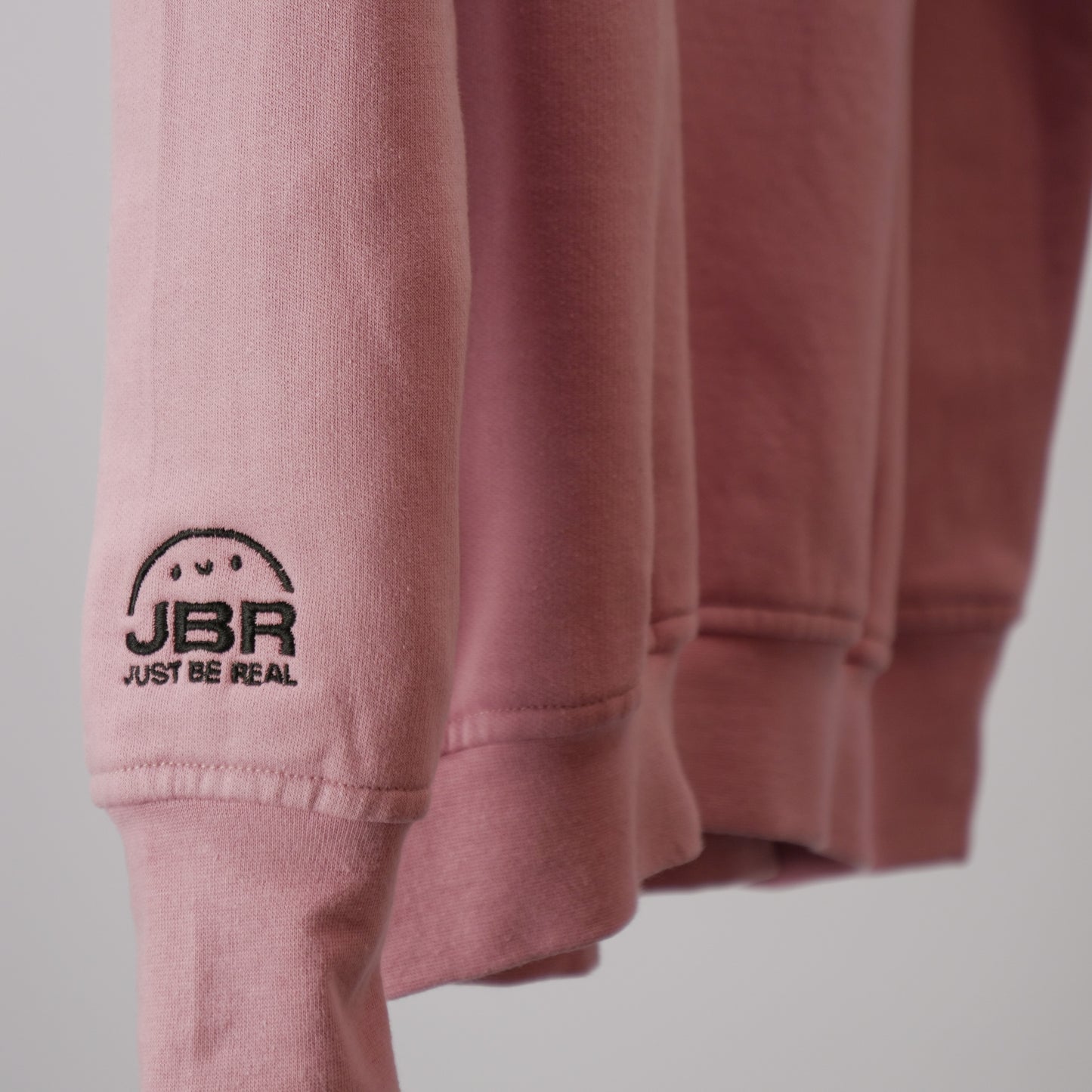 JUST BE REAL- Badass To Be Kind Embroidered Crewneck Sweatshirt, Dusty Pink