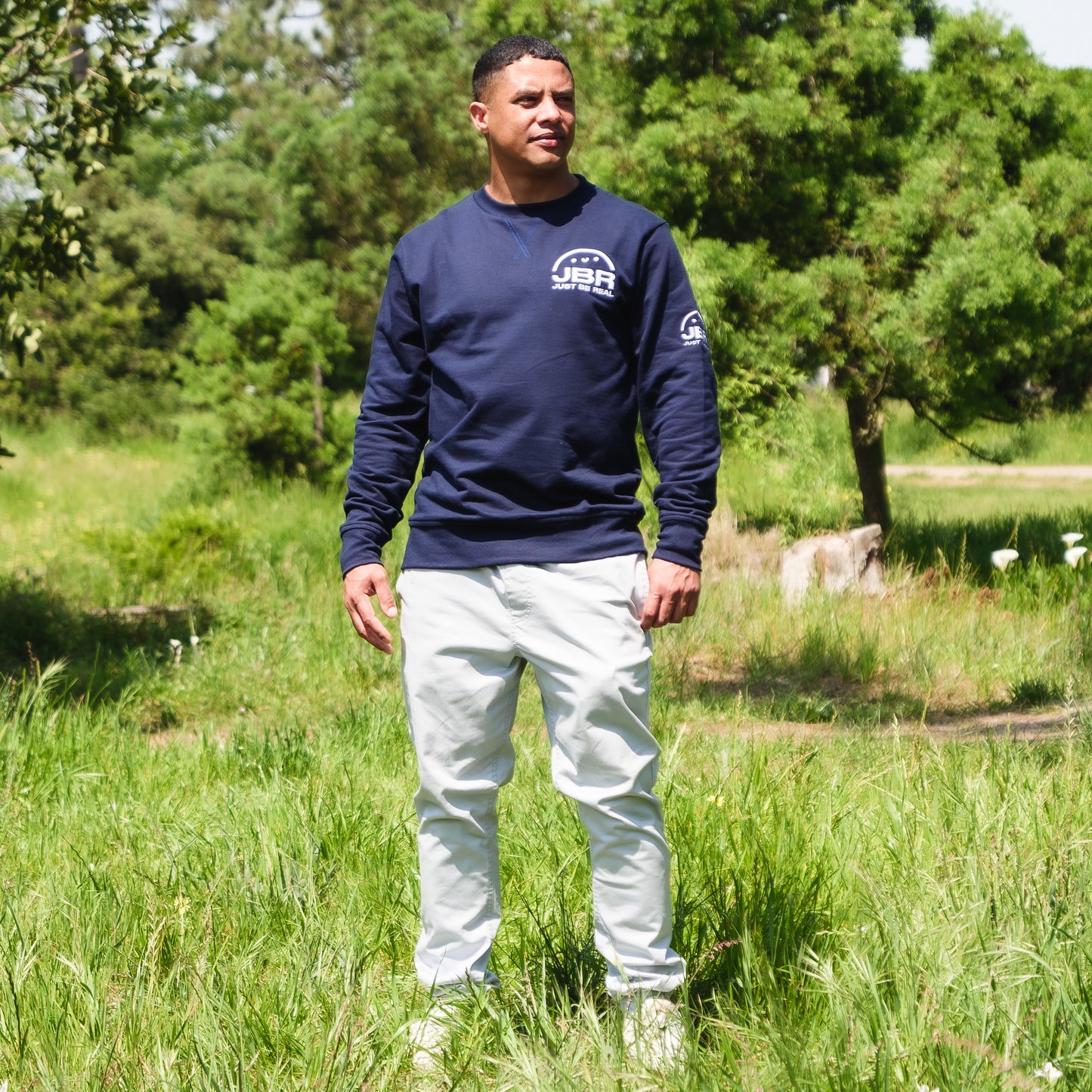 Just Be Real Embroidered Custom Crewneck - Navy
