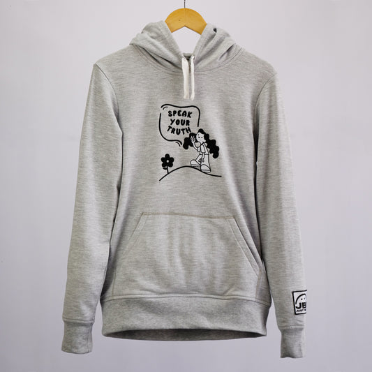 Speak Your Truth Embriodered Grey Hoodie