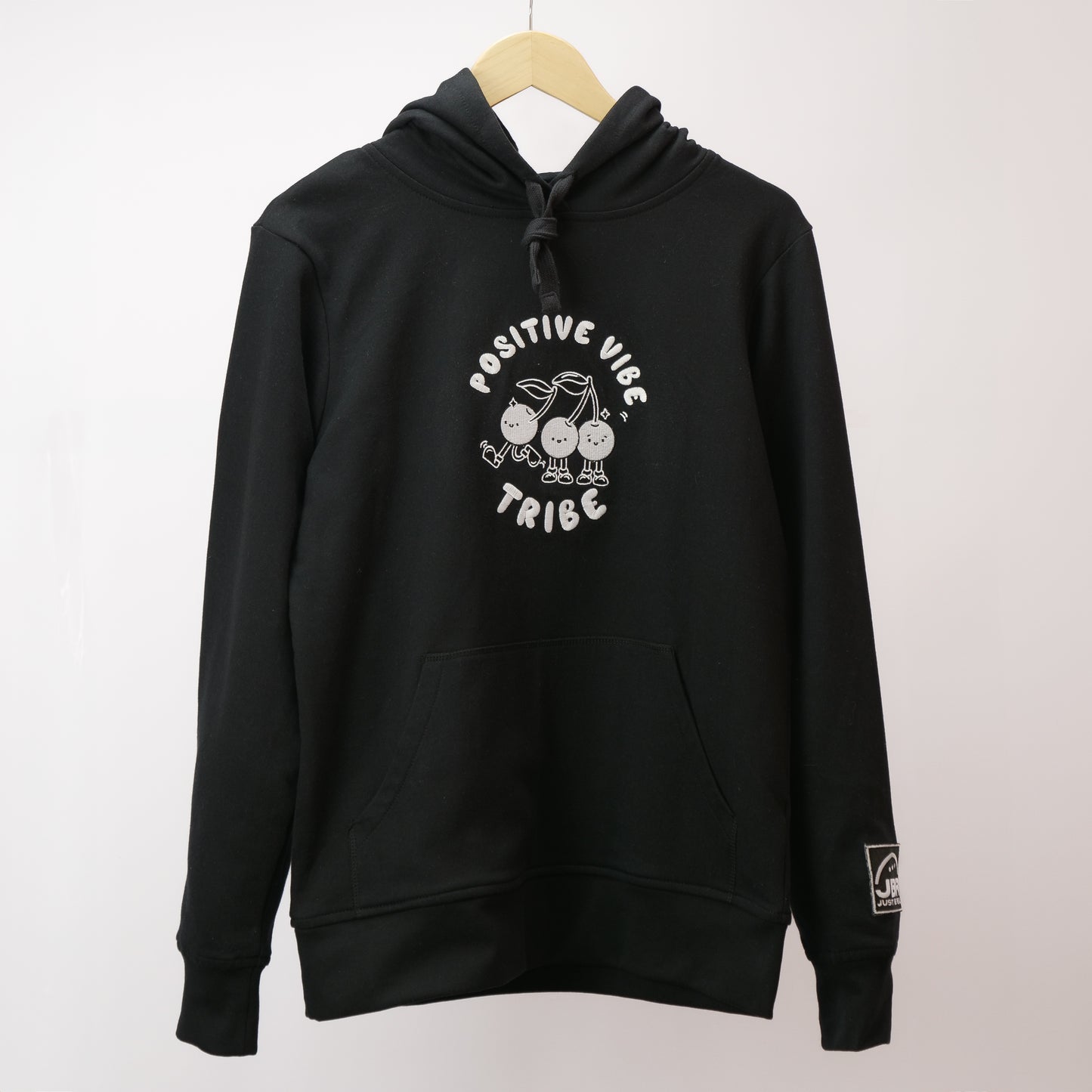 Positive Vibe Tribe Embroidered Black Hoodie