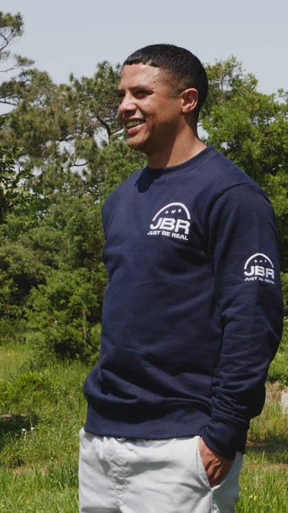 Just Be Real Embroidered Custom Crewneck - Navy